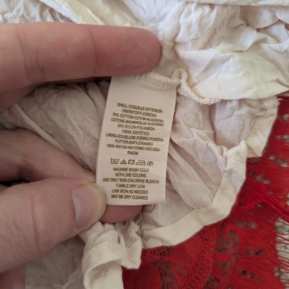 Free People Floral Embroidered Mesh Lace Mini Dress Pleated Red Women's Size 4 - Picture 12 of 13